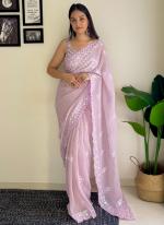 Faux Georgette Purple Party Wear Sequence Work Saree